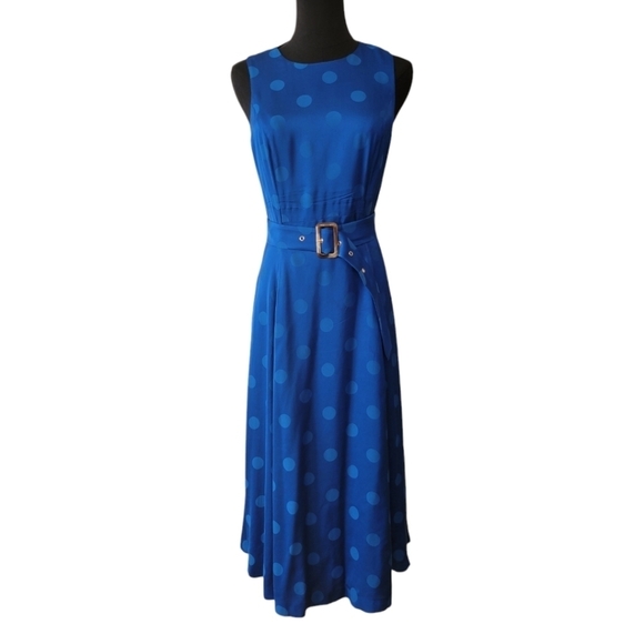 Ted Baker of London Sleeveless Polka Dot Midi Length Dress Size Small - Picture 3 of 7